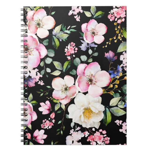 Seamless pattern with spring flowers and leaves. H Notebook (Front)