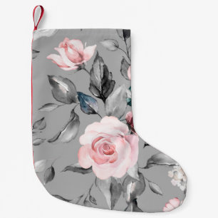Seamless pattern with spring flowers and leaves. H Small Christmas Stocking