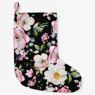 Seamless pattern with spring flowers and leaves. H Small Christmas Stocking