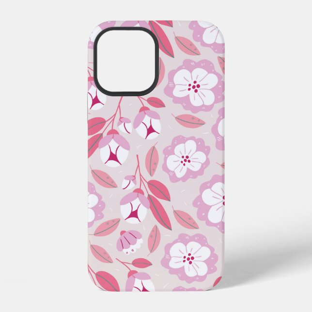 Seamless pattern with spring flowers herbs leaves iPhone case (Back)
