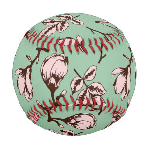 Seamless pattern with spring tree flower buds baseball