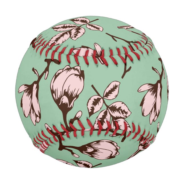 Seamless pattern with spring tree flower buds baseball (Back)