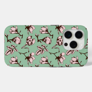 Seamless pattern with spring tree flower buds iPhone 15 pro case