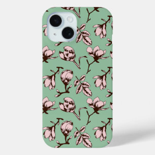Seamless pattern with spring tree flower buds iPhone 15 case