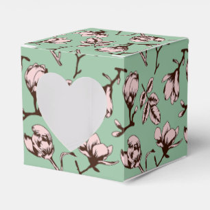 Seamless pattern with spring tree flower buds favour box