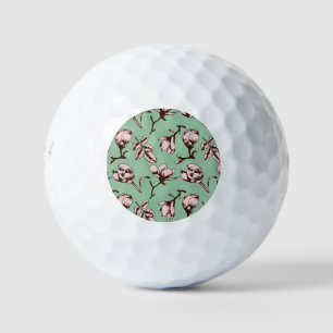 Seamless pattern with spring tree flower buds golf balls