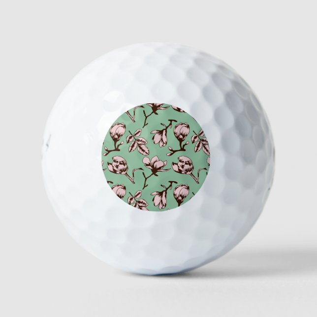 Seamless pattern with spring tree flower buds golf balls (Front)