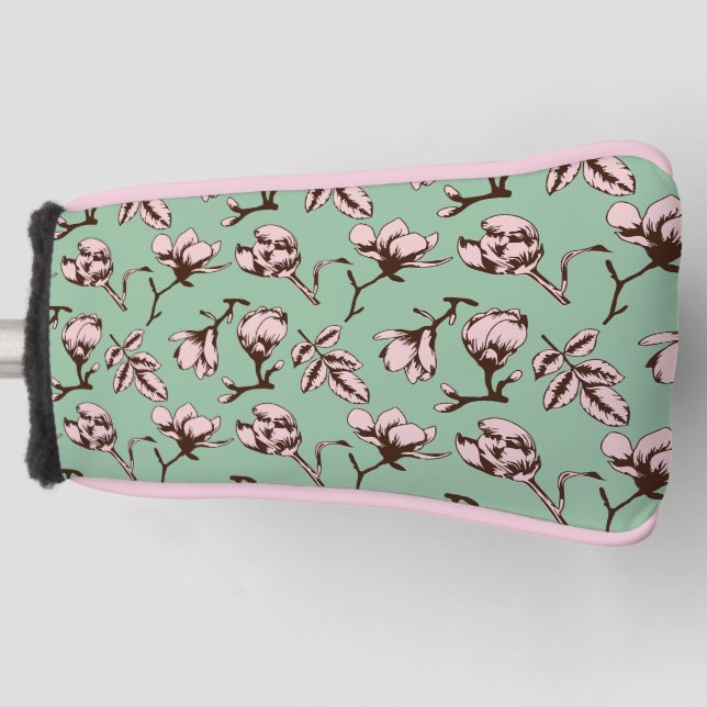 Seamless pattern with spring tree flower buds golf head cover (Front)