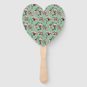 Seamless pattern with spring tree flower buds hand fan