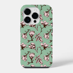 Seamless pattern with spring tree flower buds iPhone 14 pro case