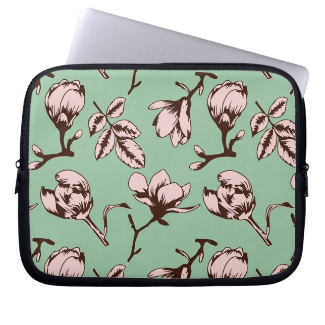 Seamless pattern with spring tree flower buds laptop sleeve (Front)