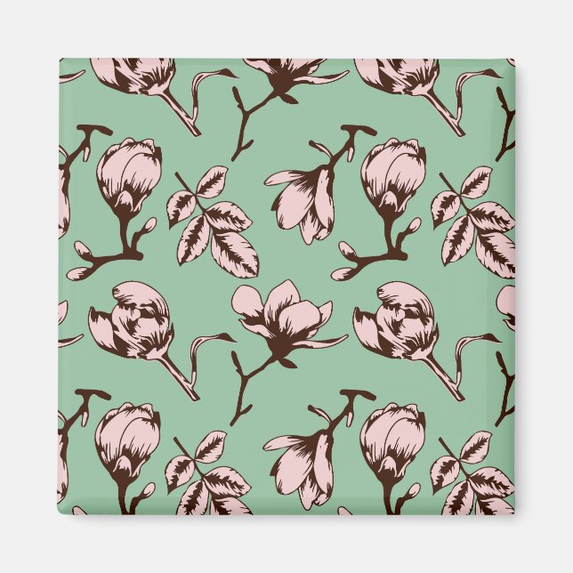 Seamless pattern with spring tree flower buds magnet (Front)