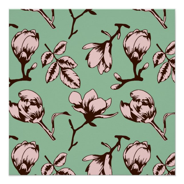 Seamless pattern with spring tree flower buds poster (Front)