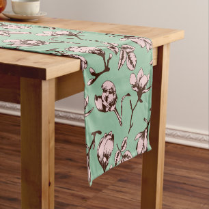 Seamless pattern with spring tree flower buds short table runner