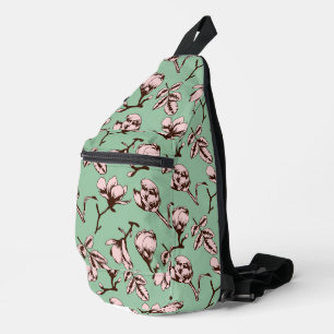 Seamless pattern with spring tree flower buds sling bag