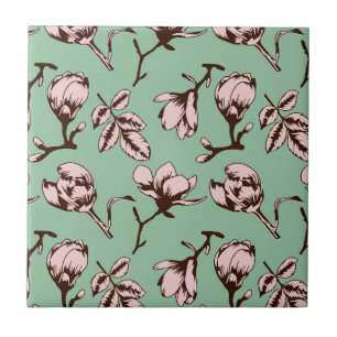Seamless pattern with spring tree flower buds tile