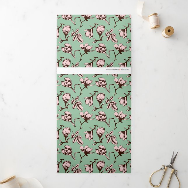 Seamless pattern with spring tree flower buds Tri-Fold holiday card (Outside)