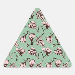 Seamless pattern with spring tree flower buds triangle sticker