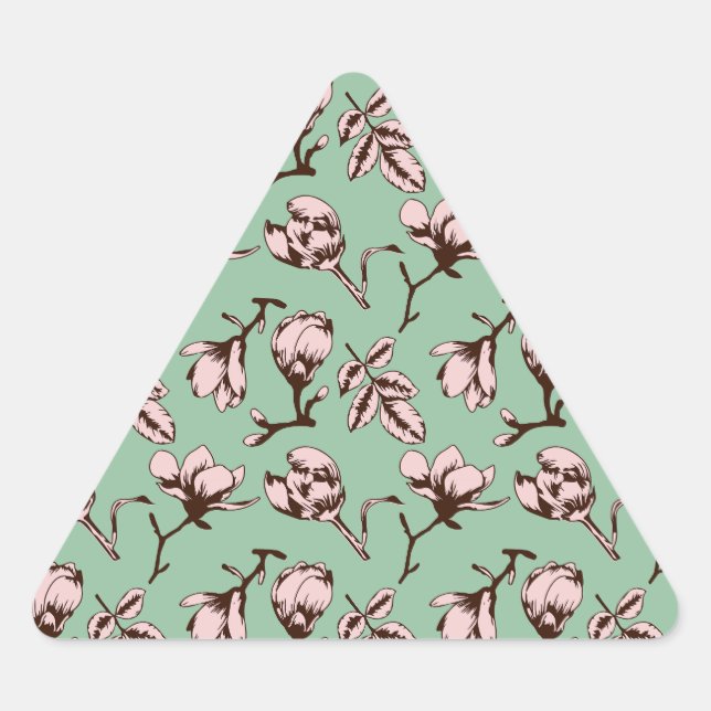 Seamless pattern with spring tree flower buds triangle sticker (Front)