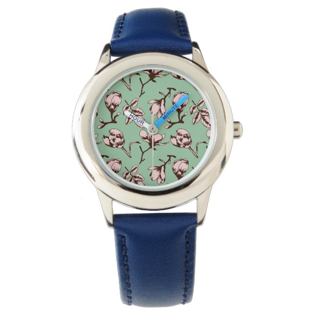 Seamless pattern with spring tree flower buds watch (Front)