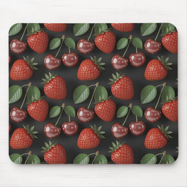 Seamless Pattern with Strawberries and Cherries Mouse Mat (Front)