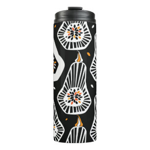Seamless pattern with stylised pumpkins and seeds thermal tumbler