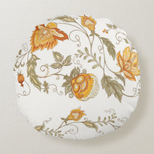 Seamless pattern with stylized ornamental flowers  round cushion