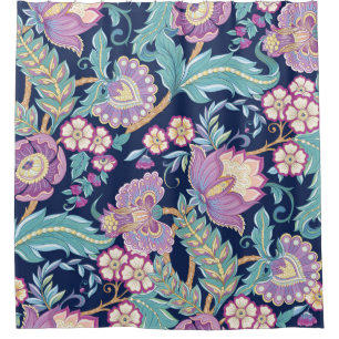 Seamless pattern with stylized ornamental flowers  shower curtain
