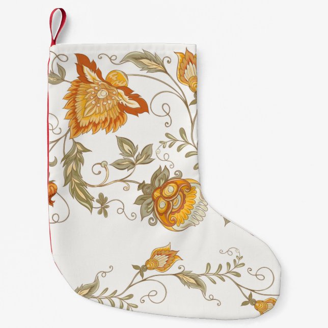 Seamless pattern with stylized ornamental flowers  small christmas stocking (Front)