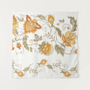 Seamless pattern with stylized ornamental flowers tapestry