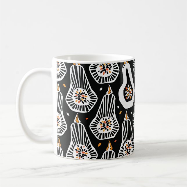 Seamless pattern with stylized pumpkins and seeds coffee mug (Left)