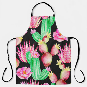 Seamless pattern with succulents. Watercolor cactu Apron