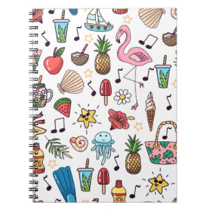 Seamless pattern with summer elements. illustratio notebook