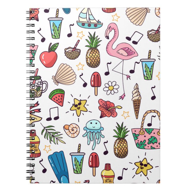 Seamless pattern with summer elements. illustratio notebook (Front)