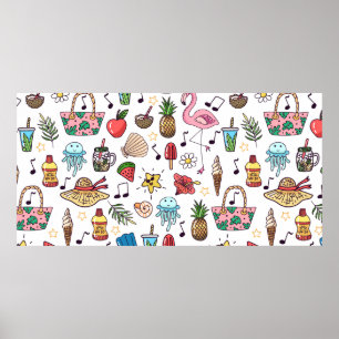 Seamless pattern with summer elements. illustratio poster