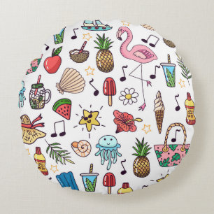 Seamless pattern with summer elements. illustratio round cushion