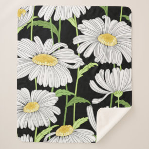 seamless pattern with summer flowers sherpa blanket