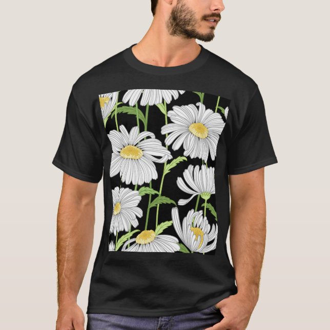 Seamless pattern with summer flowers. T-Shirt (Front)