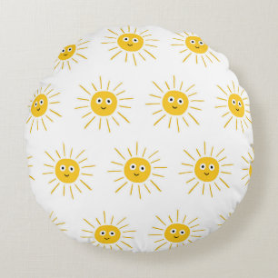 Seamless pattern with sun. , vintage sketchy illus round cushion