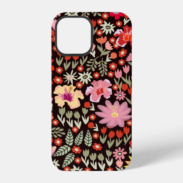 Seamless pattern with sunflowers asters tulips iPhone case (Back)