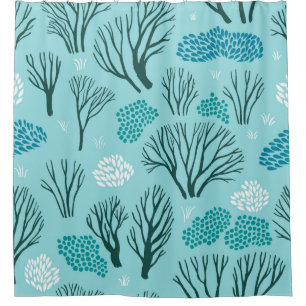 seamless pattern with the winter woodland shower curtain
