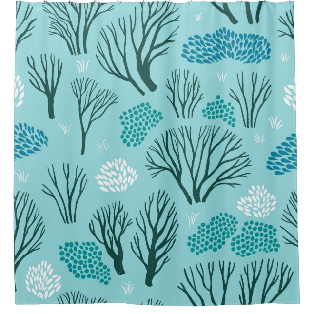 seamless pattern with the winter woodland shower curtain (Front)