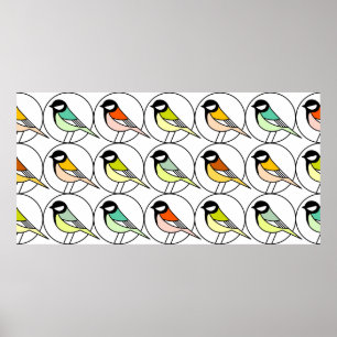 Seamless pattern with tit-mouses poster
