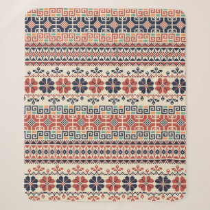 Seamless pattern with traditional palestinian embr sherpa blanket