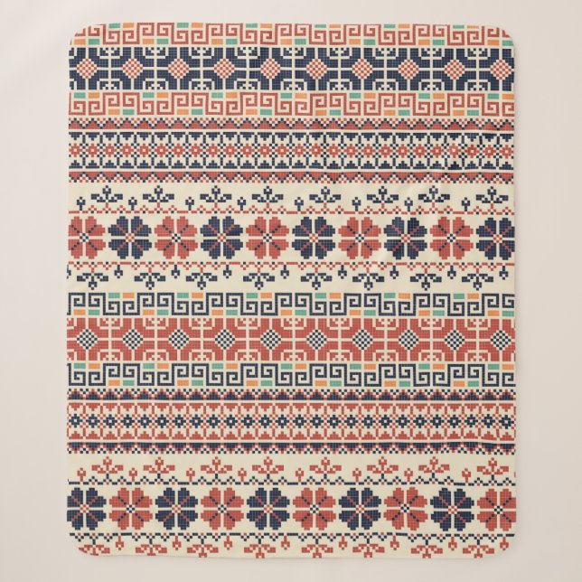Seamless pattern with traditional palestinian embr sherpa blanket (Front)