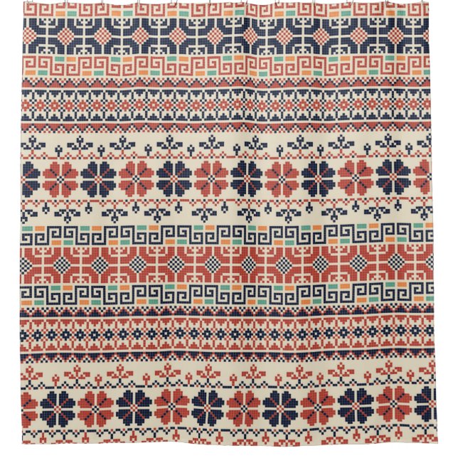 Seamless pattern with traditional palestinian embr shower curtain (Front)