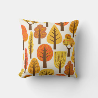 Seamless pattern with trees. Autumn Cushion