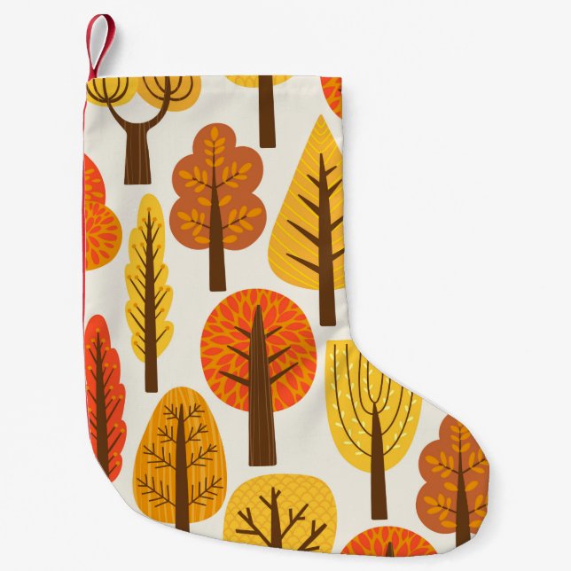 Seamless pattern with trees. Autumn Small Christmas Stocking (Front)