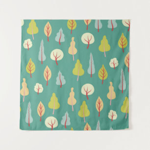 Seamless pattern with trees. coloured autumn trees tapestry
