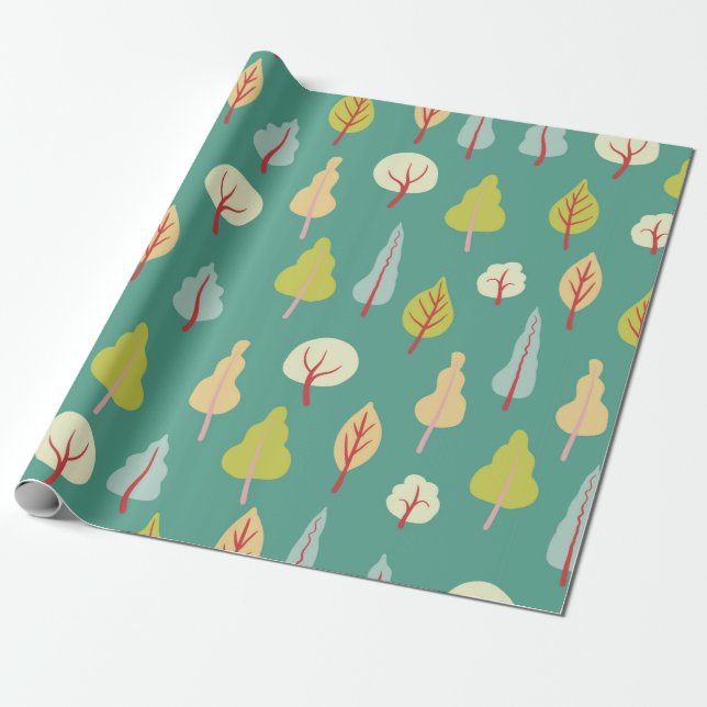 Seamless pattern with trees. coloured autumn trees wrapping paper (Unrolled)